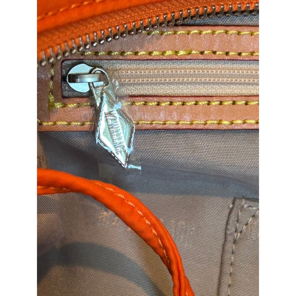 MZ Wallace Orange Nylon Pleated Crossbody Tote - Picture 7 of 11